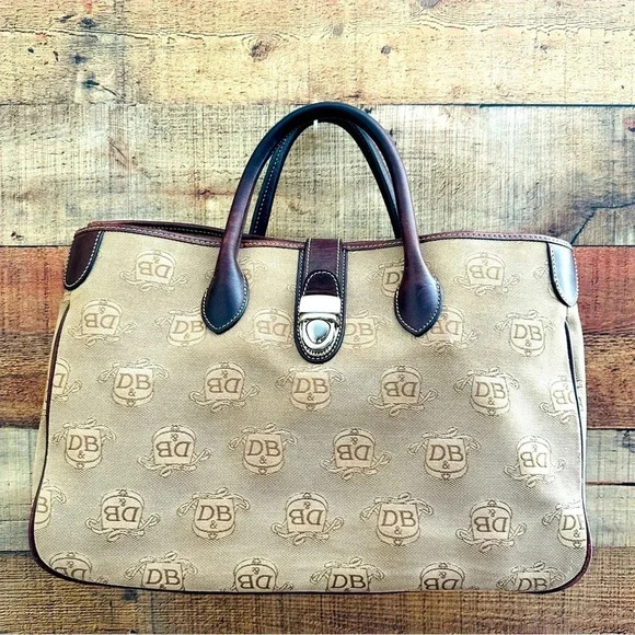 Dooney & Bourke Monogram Canvas/Leather Double Handle Tote/Satchel - Picture 1 of 10